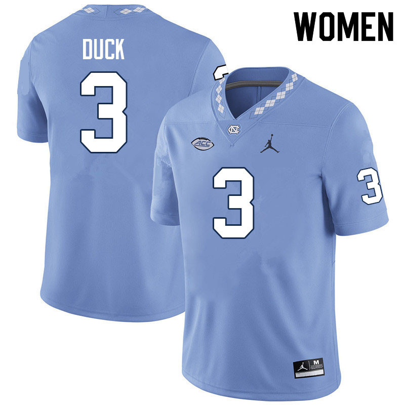 Women #3 Storm Duck North Carolina Tar Heels College Football Jerseys Sale-Carolina Blue